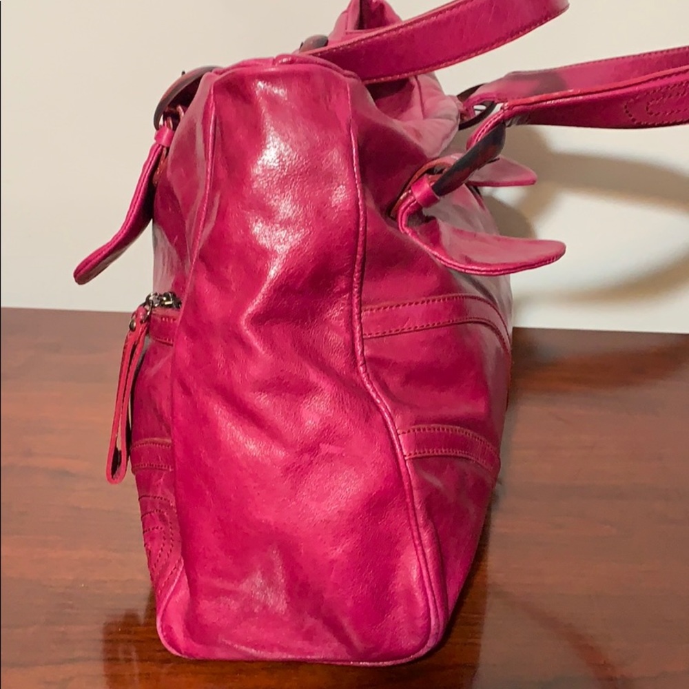 Fuchsia Leather Satchel Handbag - Women Bags Satchels - Picture 2 of 8